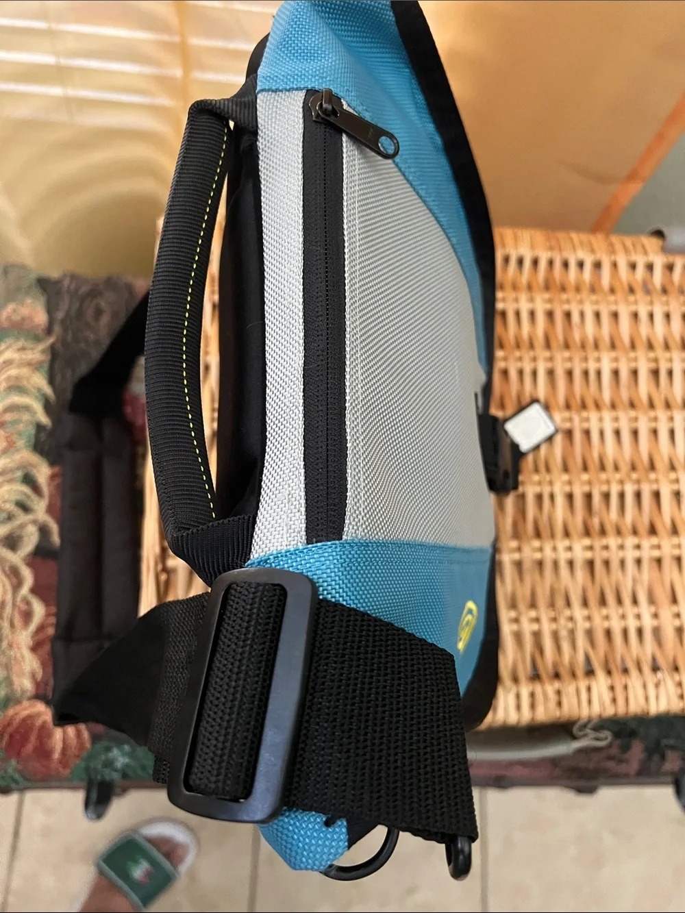 Timbuk2 Light Blue and Black Messenger Bag. Pre-owned. See notes.